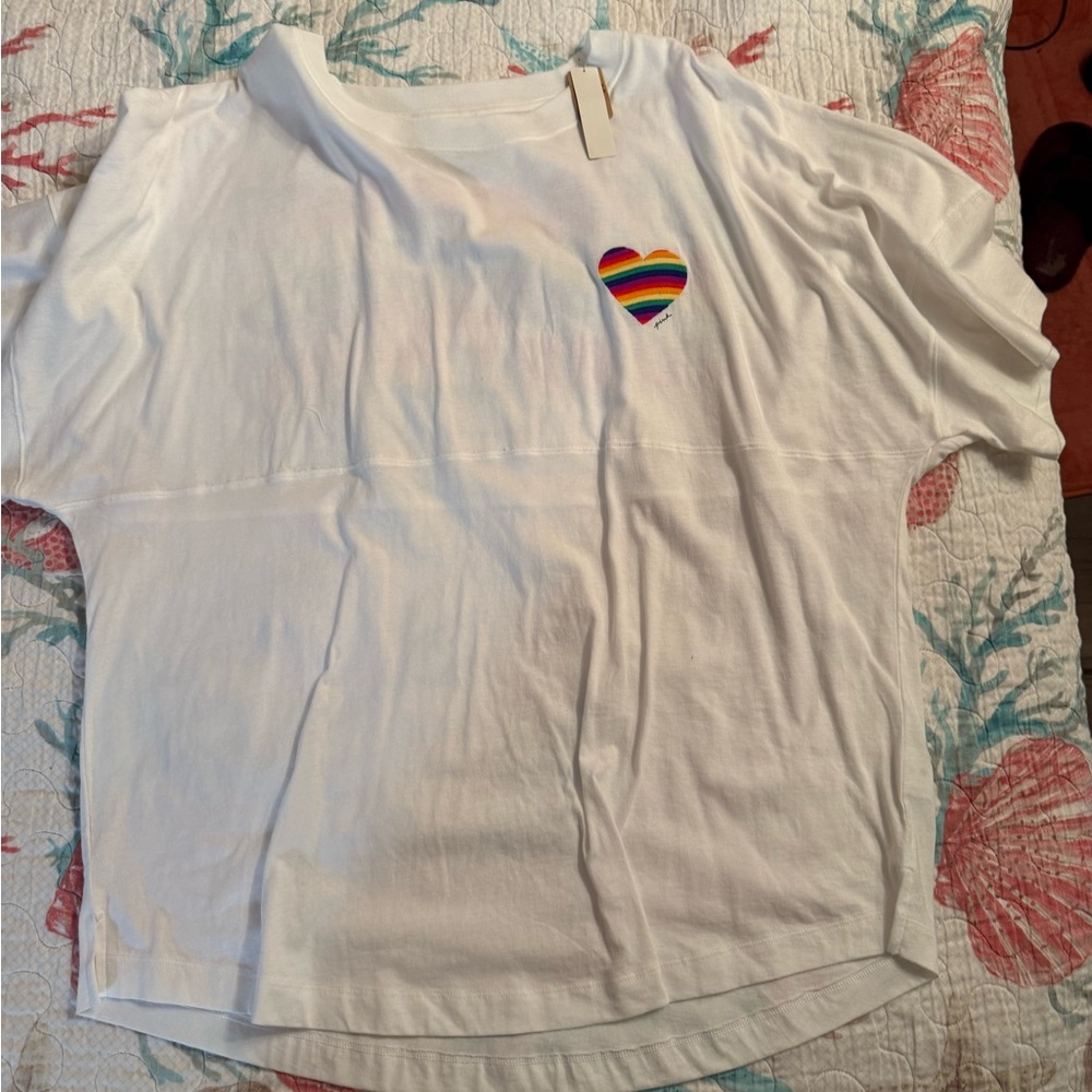 PINK Victoria's Secret White and Red Short Sleeve Tee Casual